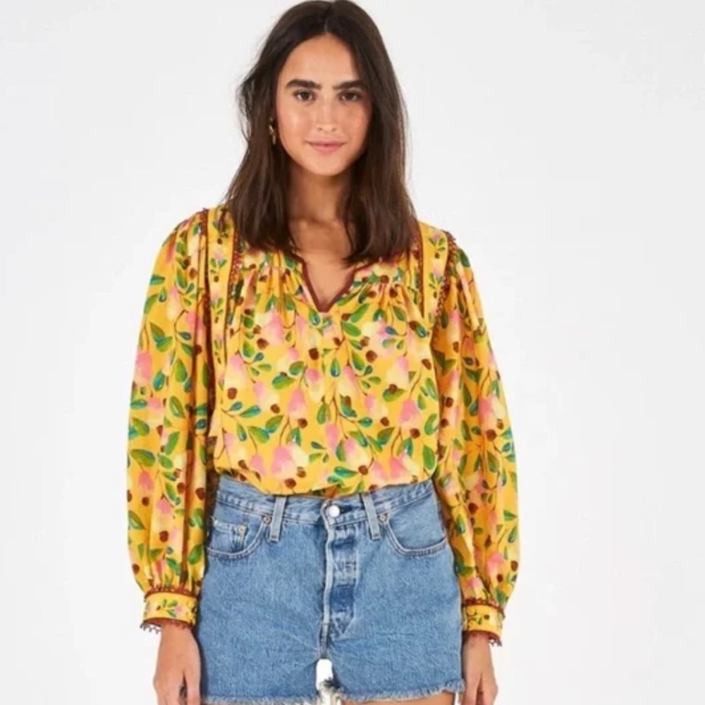 FARM Rio Yellow Floral Blouse